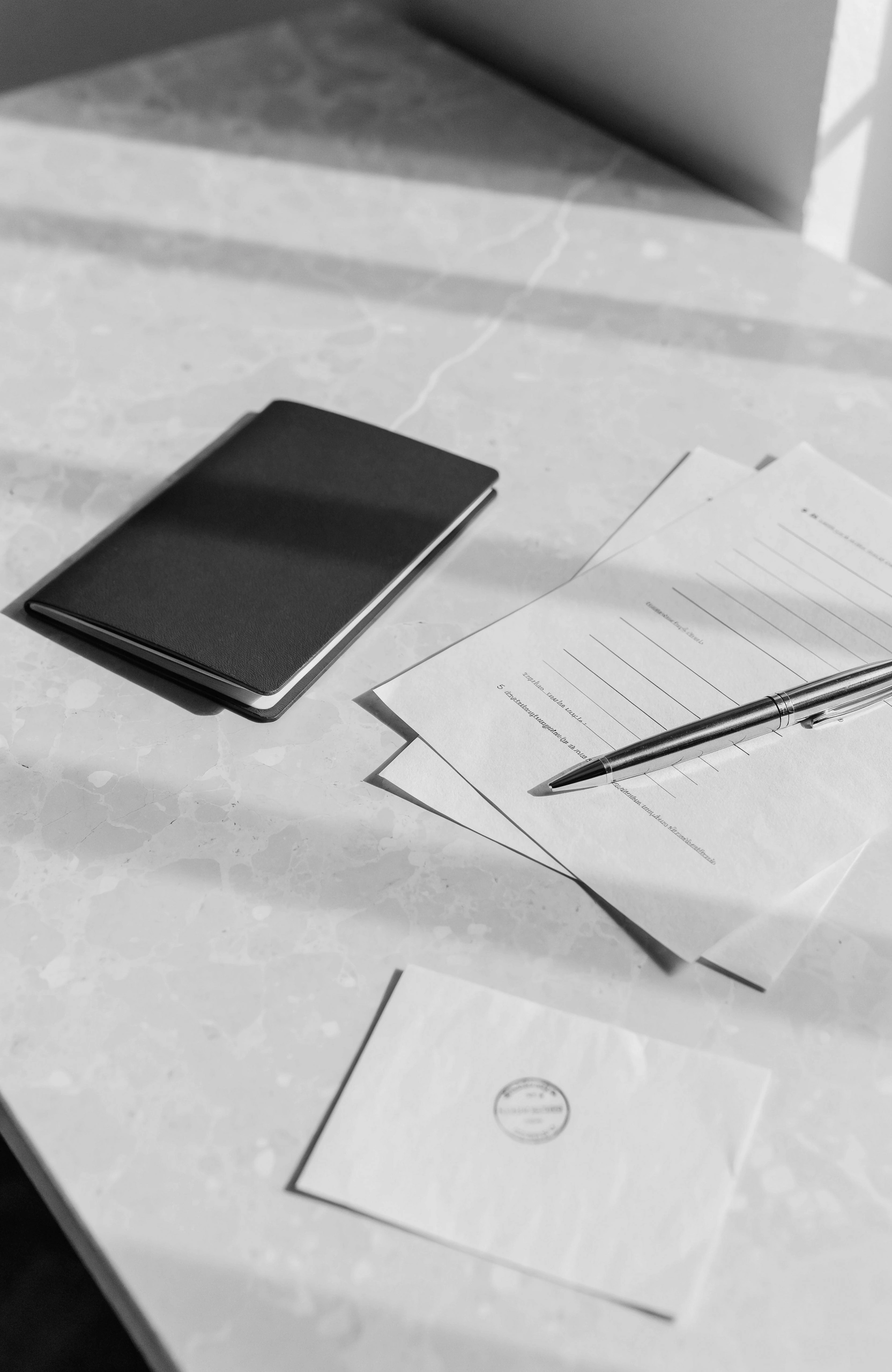 Close view of a passport and UAE residency application documents